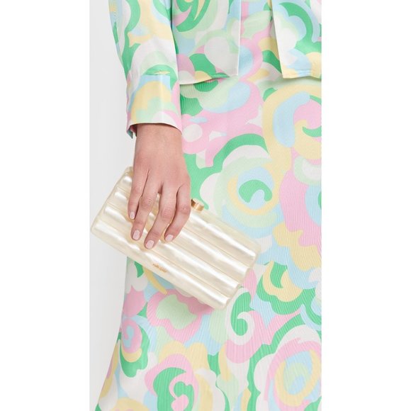 Cult Gaia Enid Textured Acrylic Clutch Bag in Ivory New Womens Purse - Picture 5 of 17